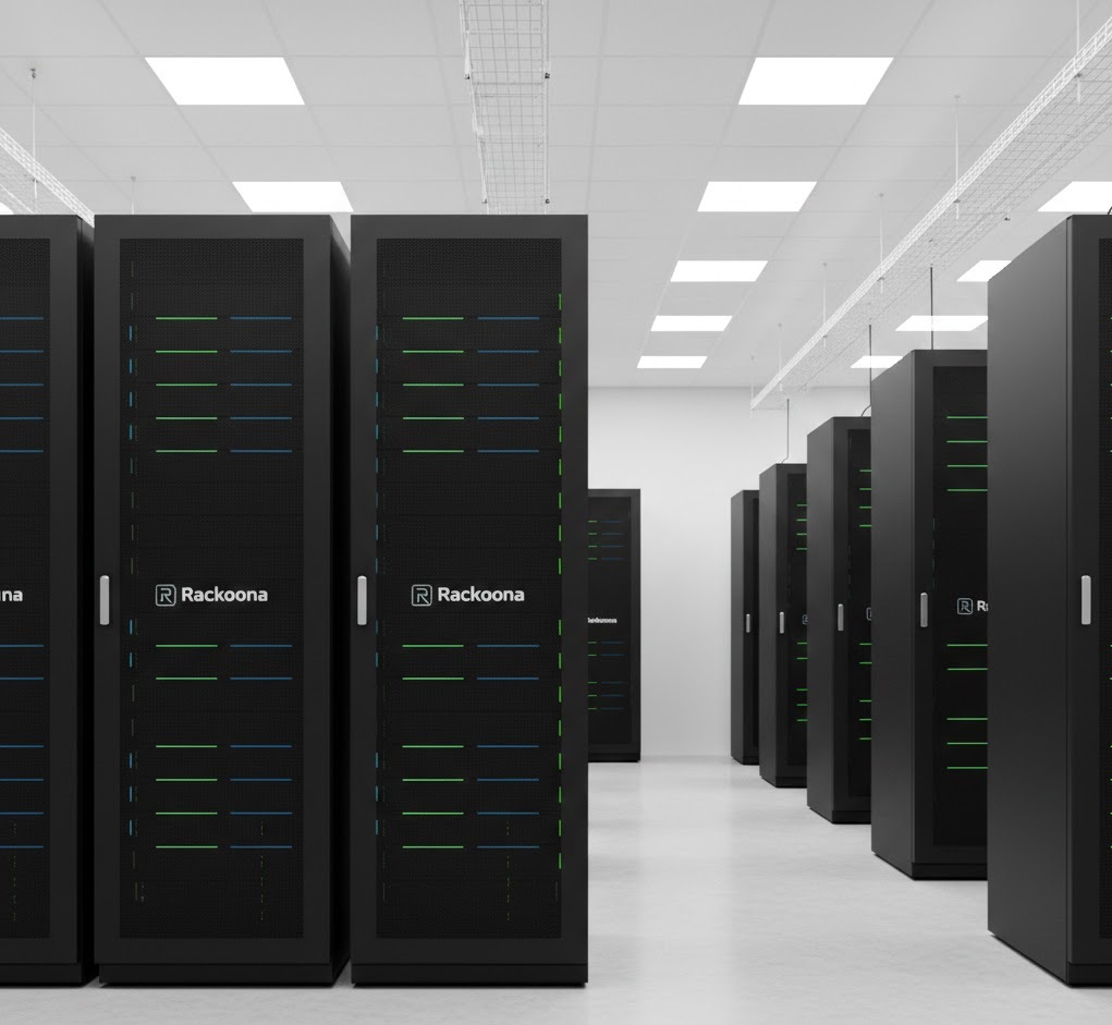Rackoona dedicated server hosting infrastructure in a modern data center
